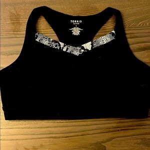 2 Torrid Black Sports Bras with Snake Print Detail